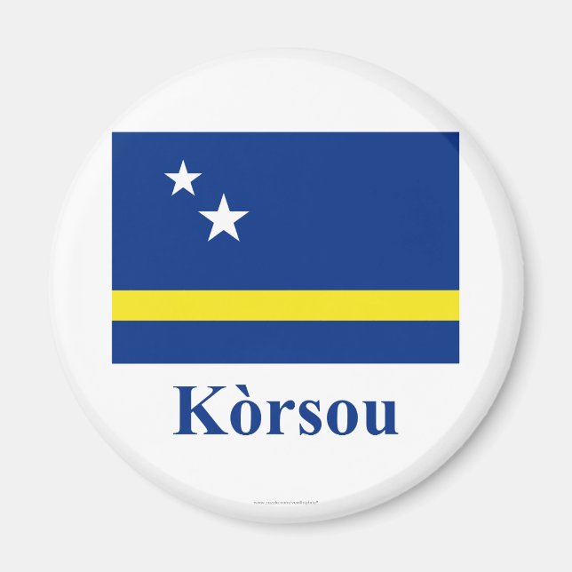 Curacao Flag with Name in Papiamento Magnet (Front)