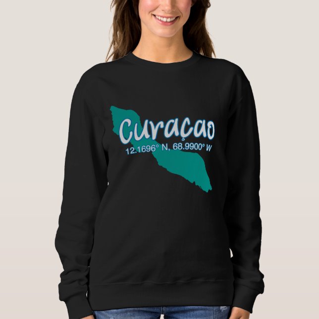 Curacao Island Coordinates Tourist Vacation Sweatshirt (Front)