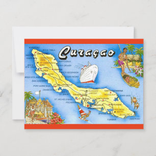 Curacao Island Map Postcard