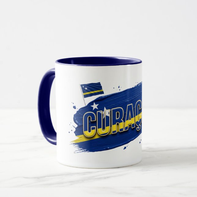 Curaçao Paint Brush Design | Caribbean Pride Mug (Front Left)