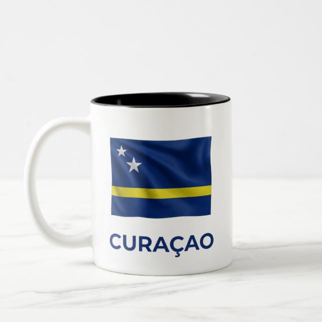 Curaçao Simple Flag | Everyday Pride Two-Tone Coffee Mug (Left)