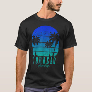 Curacao Vintage Palm Trees Surfer Caribbean Souven T-Shirt
