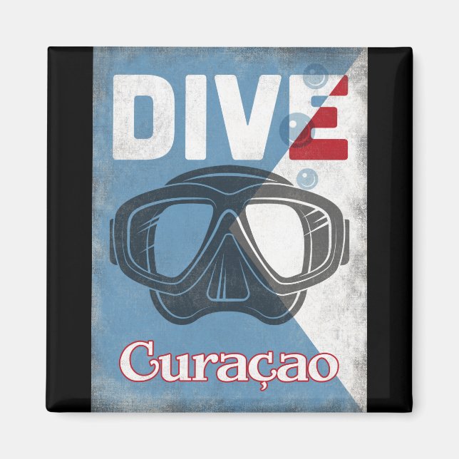 Curaçao Vintage Scuba Diving Mask Magnet (Front)