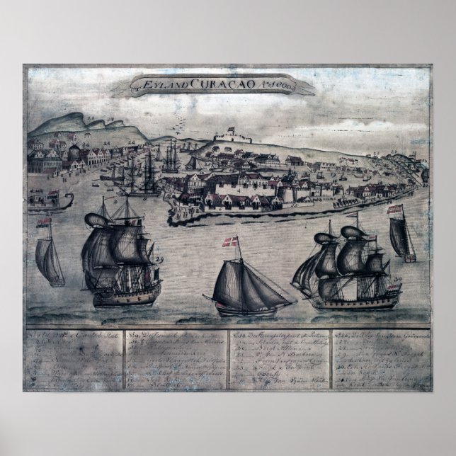 CuracaoPanoramic MapCuracao, Netherlands Poster (Front)