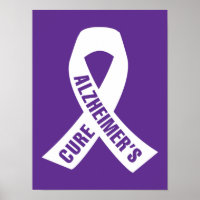 Cure Alzheimers Ribbon on Purple