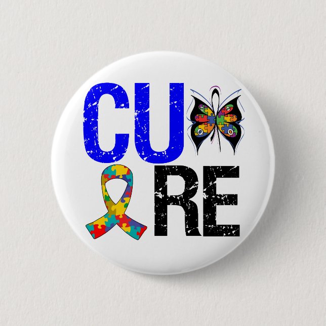 Cure Autism 6 Cm Round Badge (Front)