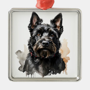 CURE BLACK SCOTTISH TERRIER PUPPY DOG METAL TREE DECORATION