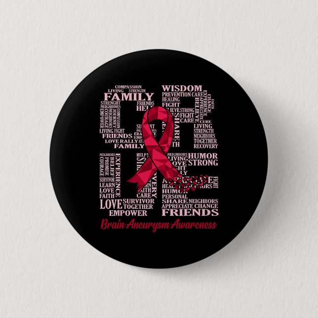 Cure Brain Aneurysm Awareness Ribbon Month Support 6 Cm Round Badge (Front)