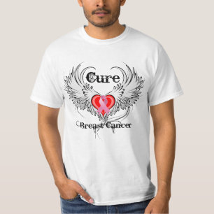 Cure Breast Cancer Heart Tattoo Wings T-Shirt