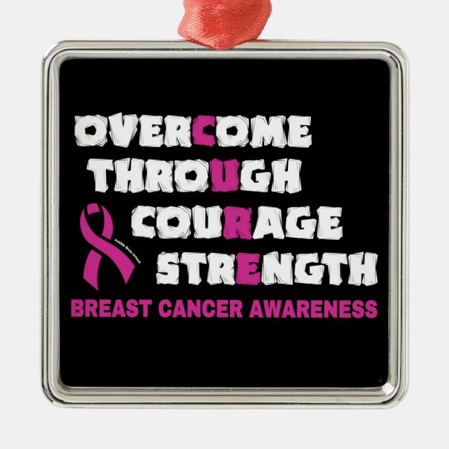 CURE...Breast Cancer Metal Tree Decoration (Front)