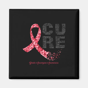CURE Burgundy Ribbon Brain Aneurysm Awareness Magnet