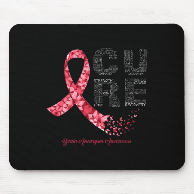 CURE Burgundy Ribbon Brain Aneurysm Awareness  Mouse Pad (Front)