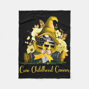 Cure Childhood Cancer Awareness Gold Ribbon Gnome  Fleece Blanket