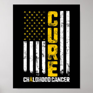 Cure Childhood Cancer Gold Ribbon Mum Kid Awarenes Poster