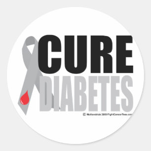 Cure Diabetes Ribbon Classic Round Sticker