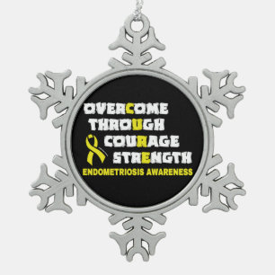 CURE...Endometriosis Snowflake Pewter Christmas Ornament