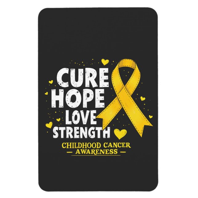 Cure Hope Love Strenght Childhood Cancer Awareness Magnet (Vertical)