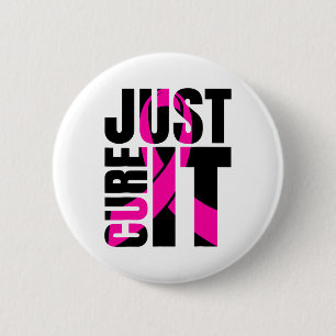 Cure It Breast Cancer Awareness Ribbon  6 Cm Round Badge