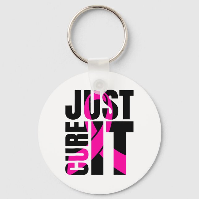 Cure It Breast Cancer Awareness Ribbon  Key Ring (Front)
