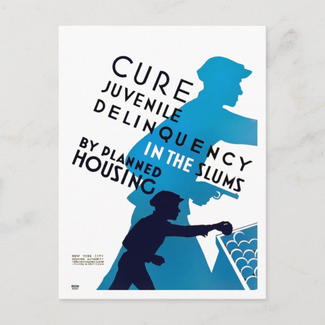 Cure Juvenile Delinquency in the Slums Postcard (Front)