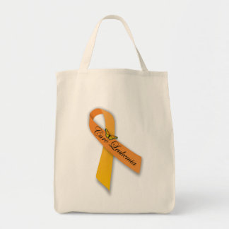 Cure Leukaemia Orange Ribbon Organic Grocery Tote Bag