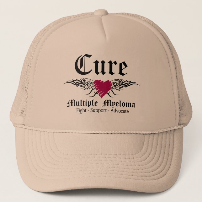 Cure Multiple Myeloma Tattoo Wings Trucker Hat (Front)