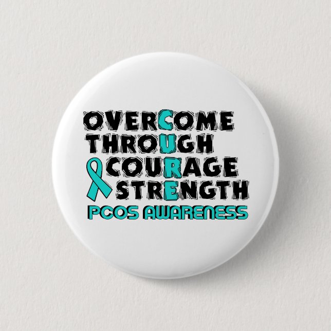 CURE...PCOS 6 CM ROUND BADGE (Front)