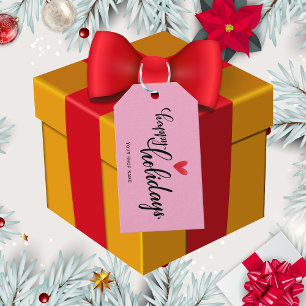 Cure red heart Happy holidays business  Gift Tags