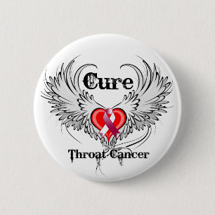 Cure Throat Cancer Heart Tattoo Wings 6 Cm Round Badge