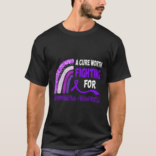 Cure Worth Fighting For Fibromyalgia Awareness  T-Shirt (Front)