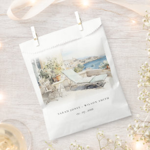 Curfu Greece Watercolor Landscape Wedding Favour Bags