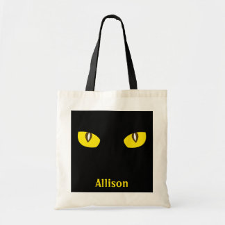 Curiosity cat eyes stare Halloween trick or treat Tote Bag