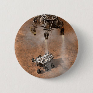 Curiosity Rover Landing On The Martian Surface. 6 Cm Round Badge