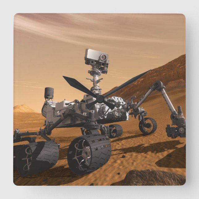 Curiosity: The Next Mars Rover Square Wall Clock (Front)