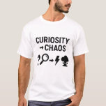 Curiosity to Chaos – Nerd Flowchart T-Shirt<br><div class="desc">A clever black-and-white design showing the evolution from curiosity to chaos using simple icons in a flowchart layout. Perfect for nerds,  thinkers,  and overanalyzers with a sense of humour.</div>