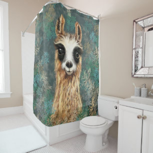 Curious Baby Llama - Cute - Shower Curtain