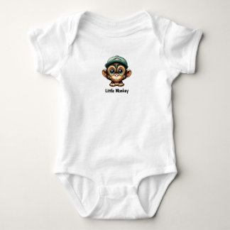 Curious Baby Monkey with Green Hat Bodysuit