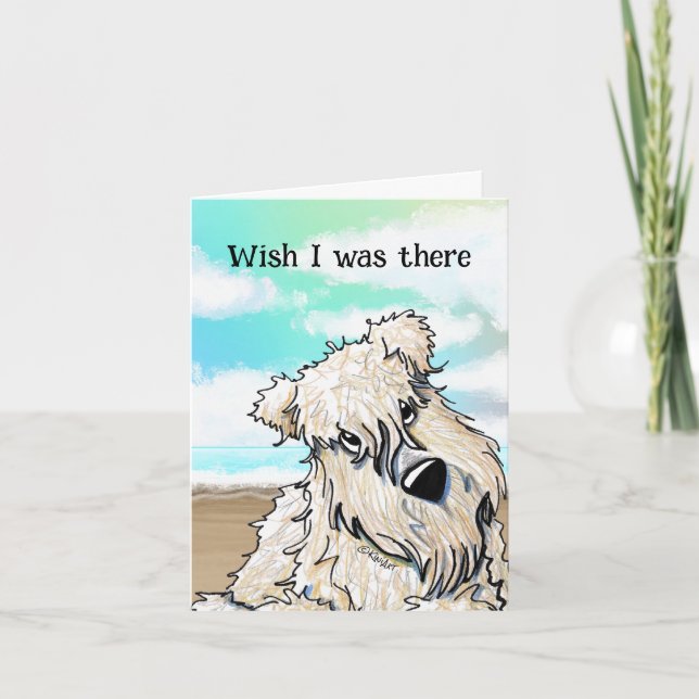 Curious Beach Wheaten Terrier Card (Front)
