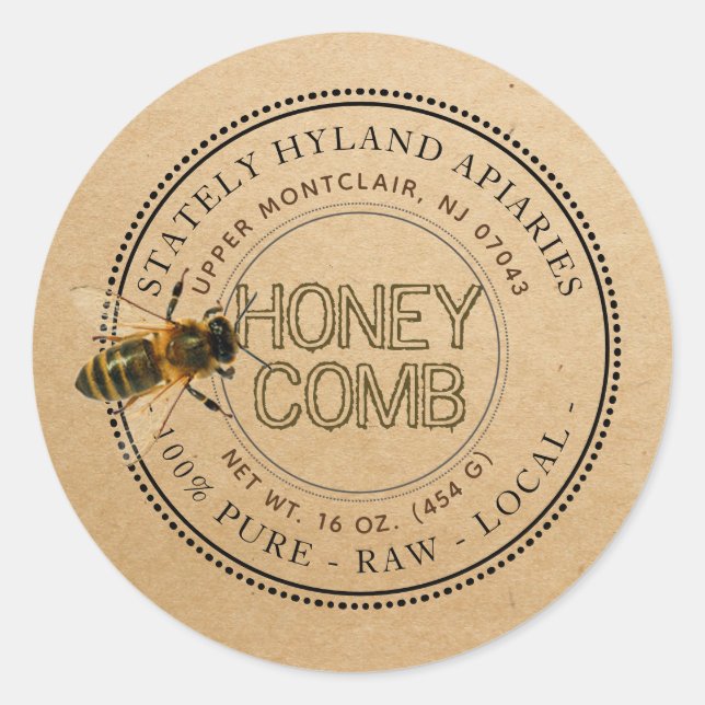 Curious Bee Editable Honey Label Kraft (Front)