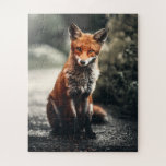 Curious Big Red and White Fox Sitting in Nature Jigsaw Puzzle<br><div class="desc">A one of a kind design by Simply_Designed_Gifts. Add text to customize for ANY occasion!</div>