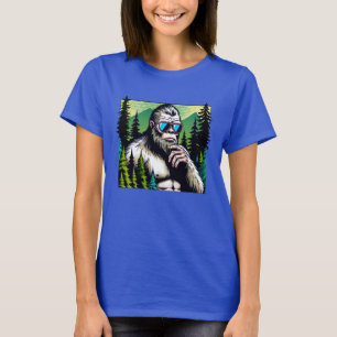 Curious Bigfoot with Sunglasses Hiding in Woods T-Shirt