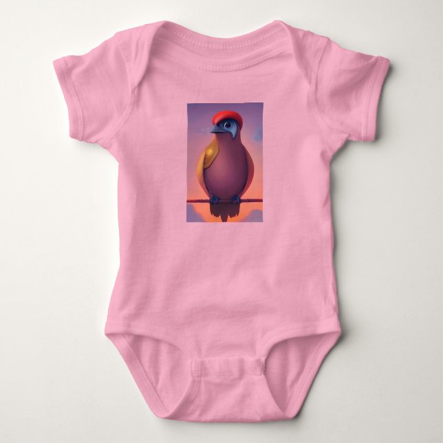 Curious bird baby bodysuit (Front)