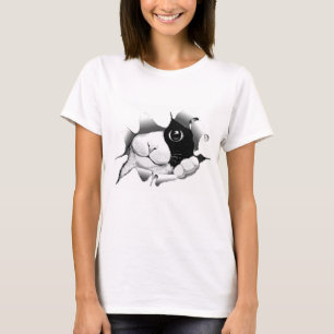 Curious Black and White Kitty Cat T-Shirt