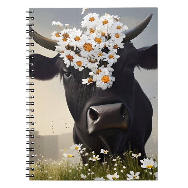 Curious Black Angus Cow Notebook (Front)
