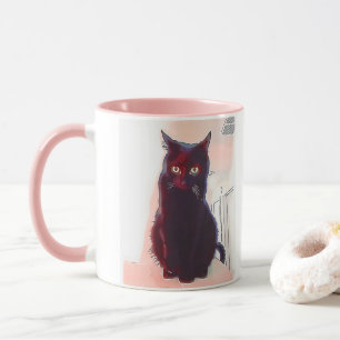 Curious Black Cat mug