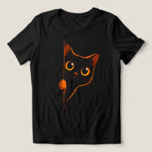 Curious Black Cat Peek Women’s Minimalist T‑Shirt