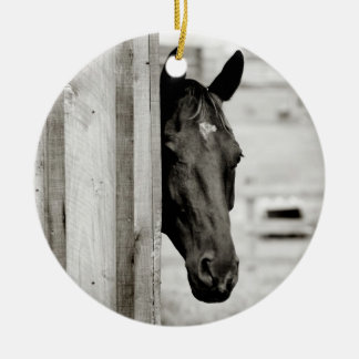 Curious Black Horse Ceramic Tree Decoration