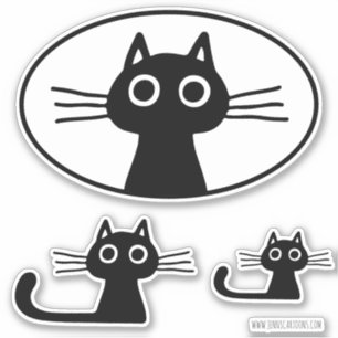 Curious Black Kitty Cat   Fun Cat Lover Stickers