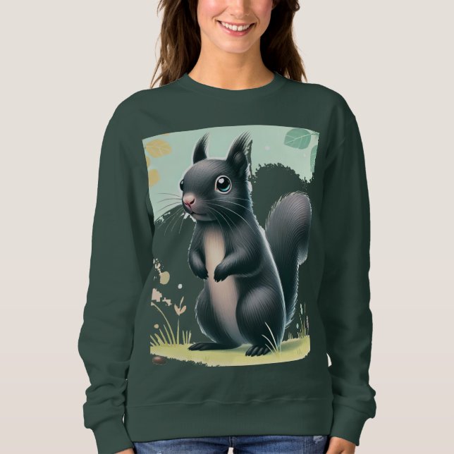 "Curious Black Squirrel in the Park – Nature-Inspi Sweatshirt (Front)