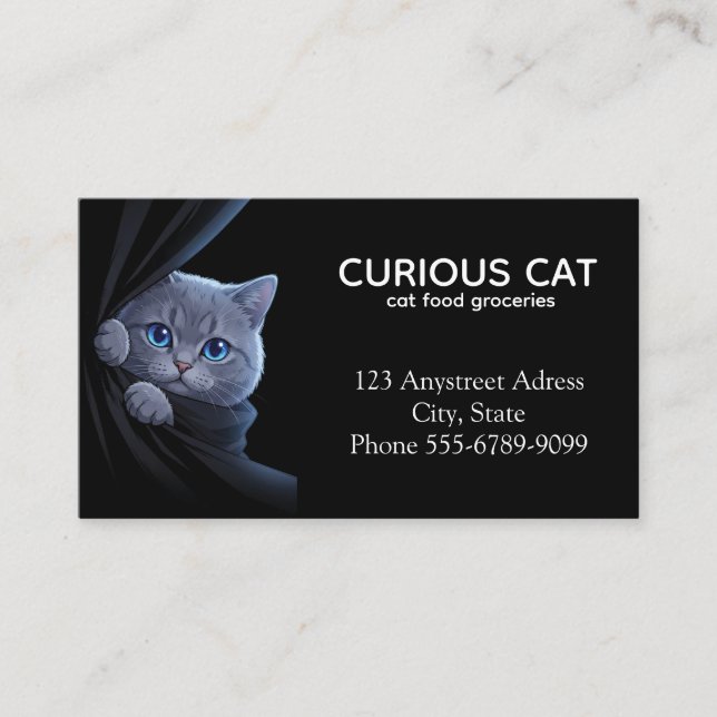 Curious Blue-Eyed Kitten Business Card (Front)